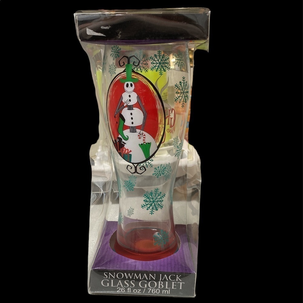 Disney The Nightmare Before Christmas Snowman Jack glass goblet 26 ounces NIP